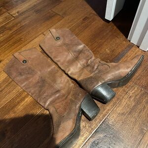 Frye Tan Leather Heeled Boots